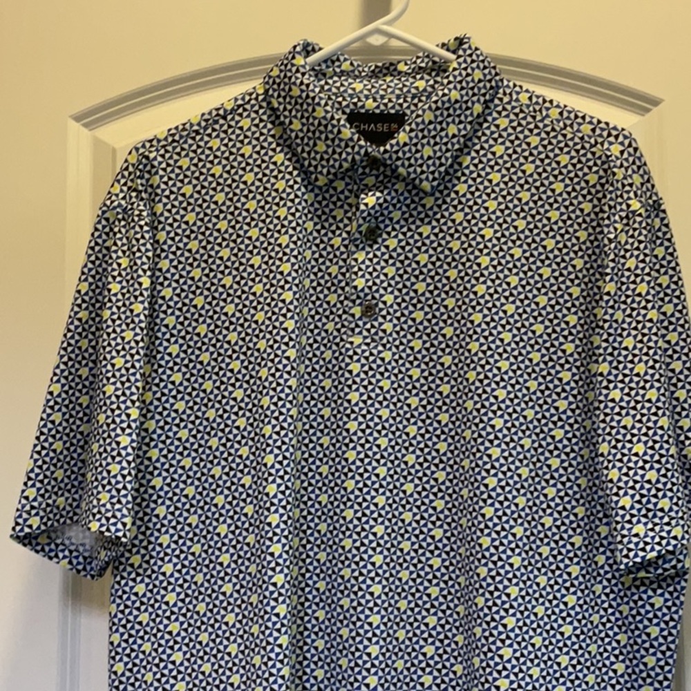 Chase 54 Men's Blue and Yellow Patterned Shirt